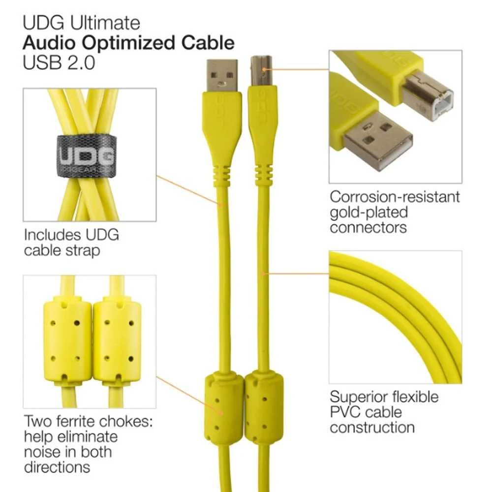 UDG Ultimate U95004 USB2 Cable A-B Yellow Angled 1m - Image 12