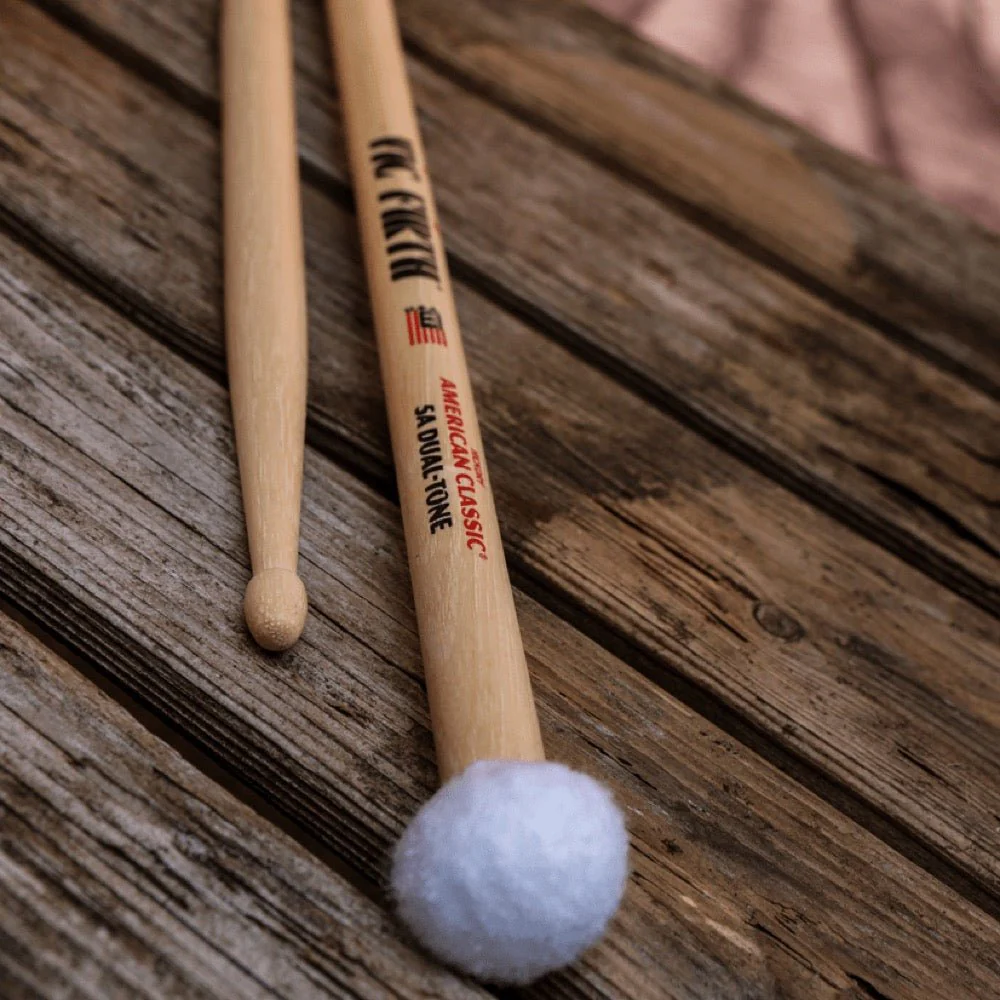 Vic Firth VF5ADT 5A Dual Tone 2-in-1 Mallet Sticks 5A Classic Wood Tip w/ Mallet End - Image 2