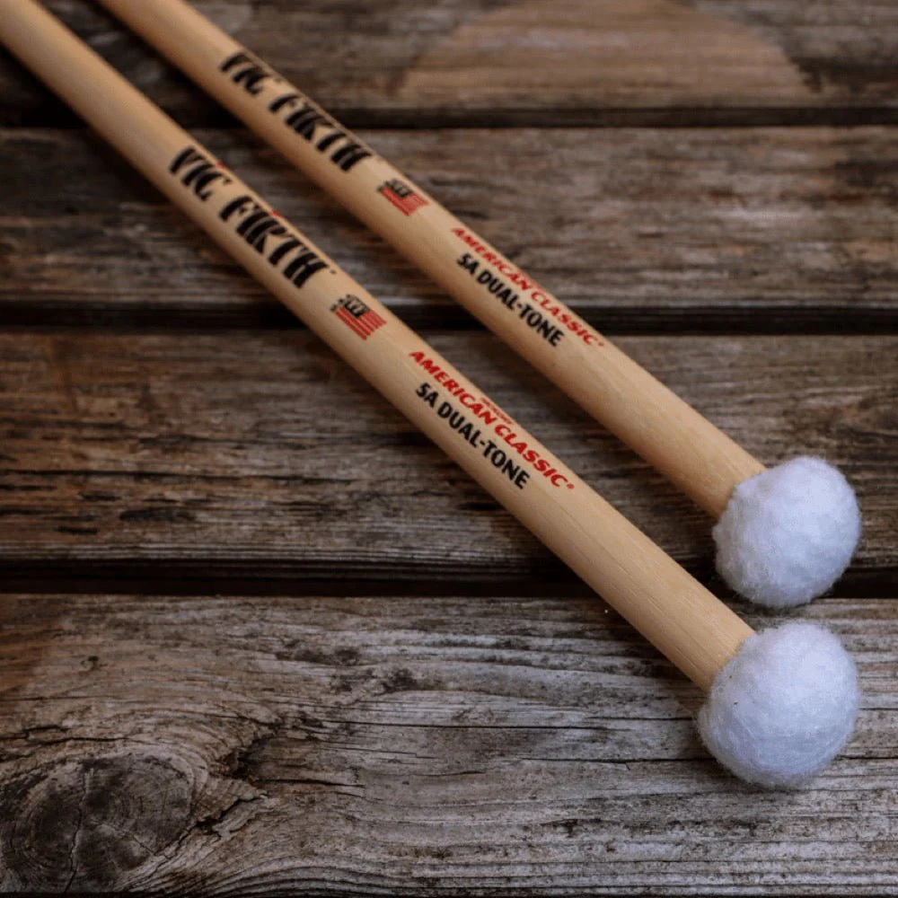 Vic Firth VF5ADT 5A Dual Tone 2-in-1 Mallet Sticks 5A Classic Wood Tip w/ Mallet End - Image 3