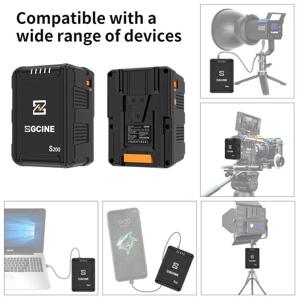 ZGCINE S200 200W V-Mount Battery w/ Multi-Output Ports - Image 3