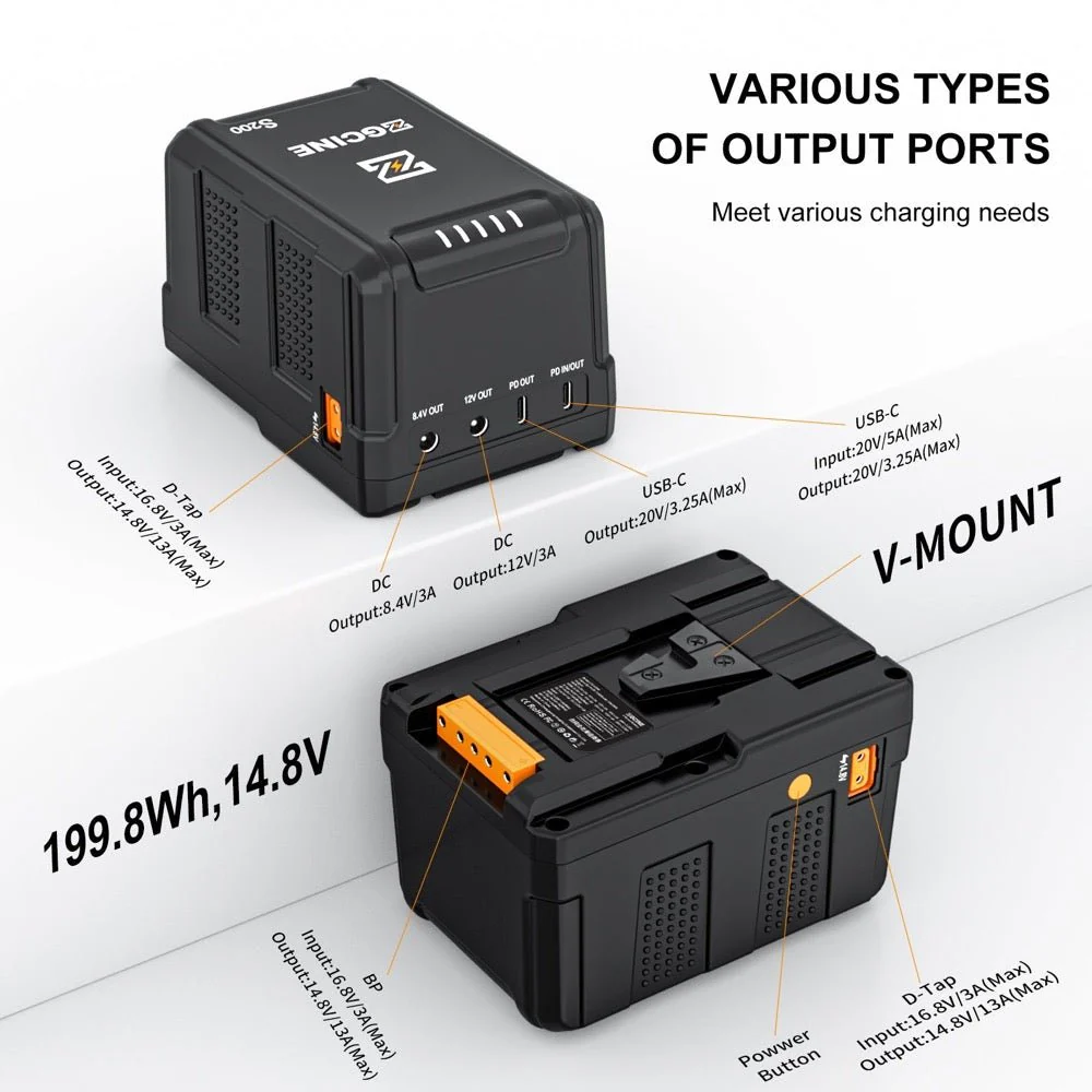 ZGCINE S200 200W V-Mount Battery w/ Multi-Output Ports - Image 7