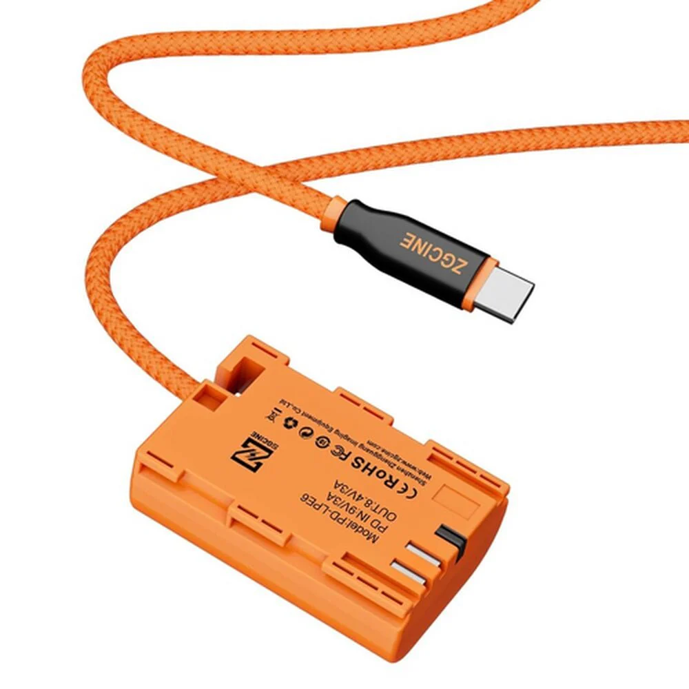 ZGCINE USB-C to Canon LP-E6 Dummy Battery Cable 60cm - Image 2