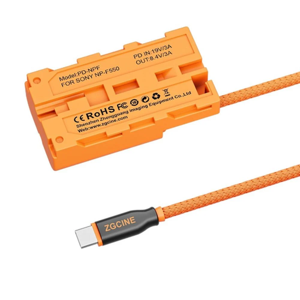 ZGCINE USB-C to Sony NP-F550/570 Dummy Battery Cable 60cm - Image 2