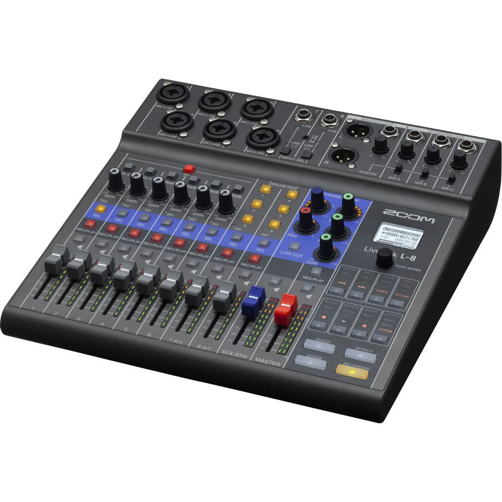 Zoom LiveTrak L-8 8Ch Digital Mixer / Recorder 12-in / 4-out USB Audio Interface - Image 3